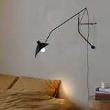 Black Industrial Mantis Arm Swing Bracket Wall Lamp Adjustable Iron Helical Sconce Lighting