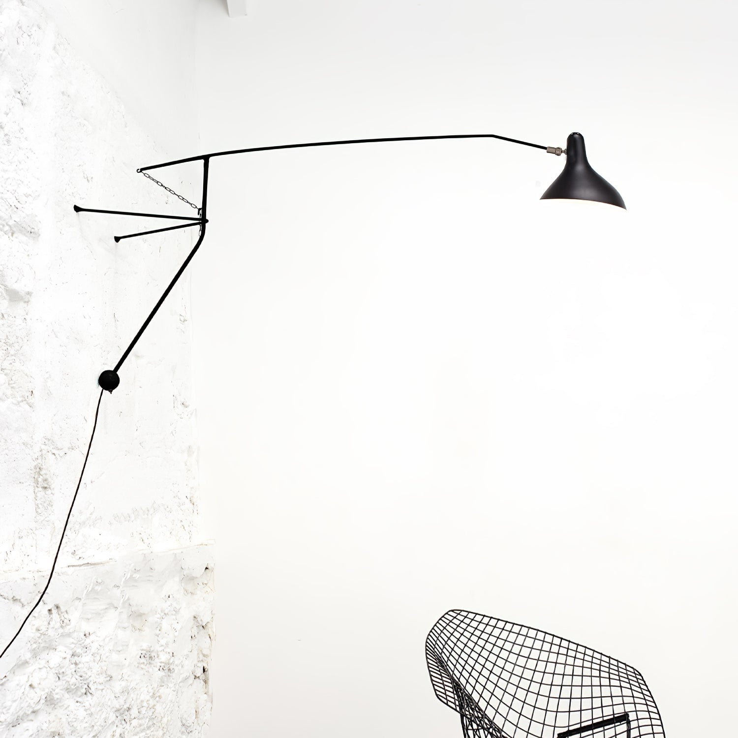 Black Industrial Mantis Arm Swing Bracket Wall Lamp Adjustable Iron Helical Sconce Lighting