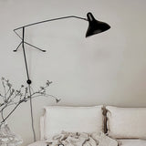 Black Industrial Mantis Arm Swing Bracket Wall Lamp Adjustable Iron Helical Sconce Lighting