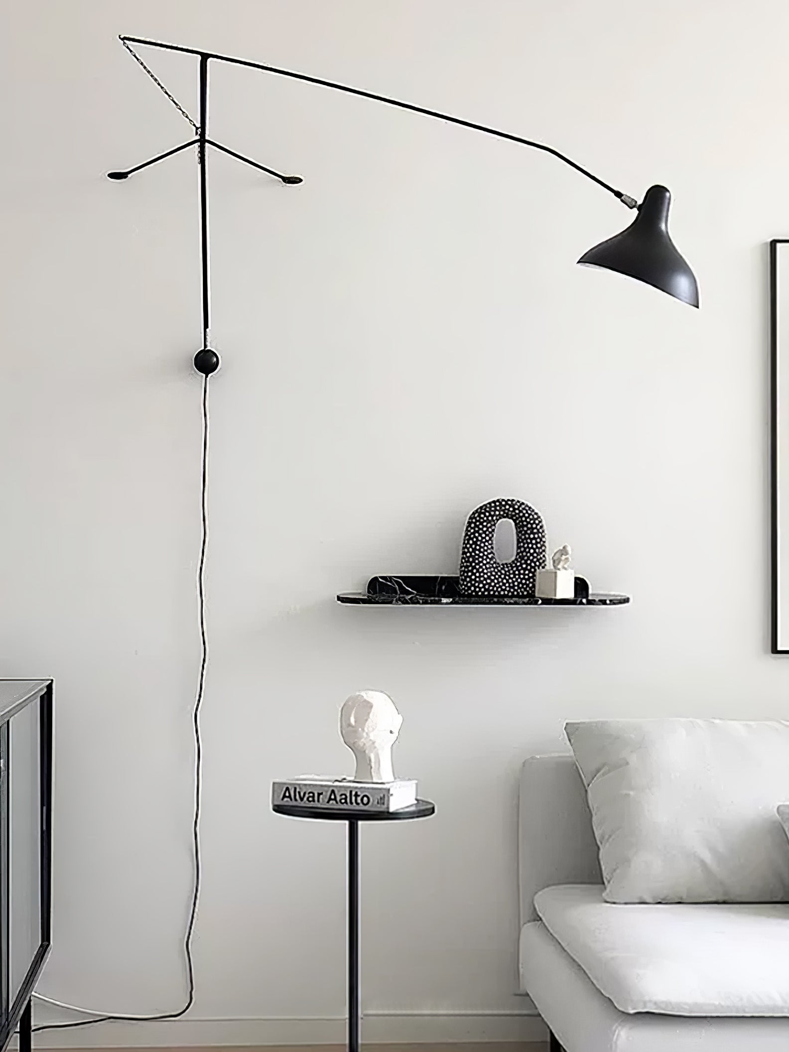 Black Industrial Mantis Arm Swing Bracket Wall Lamp Adjustable Iron Helical Sconce Lighting