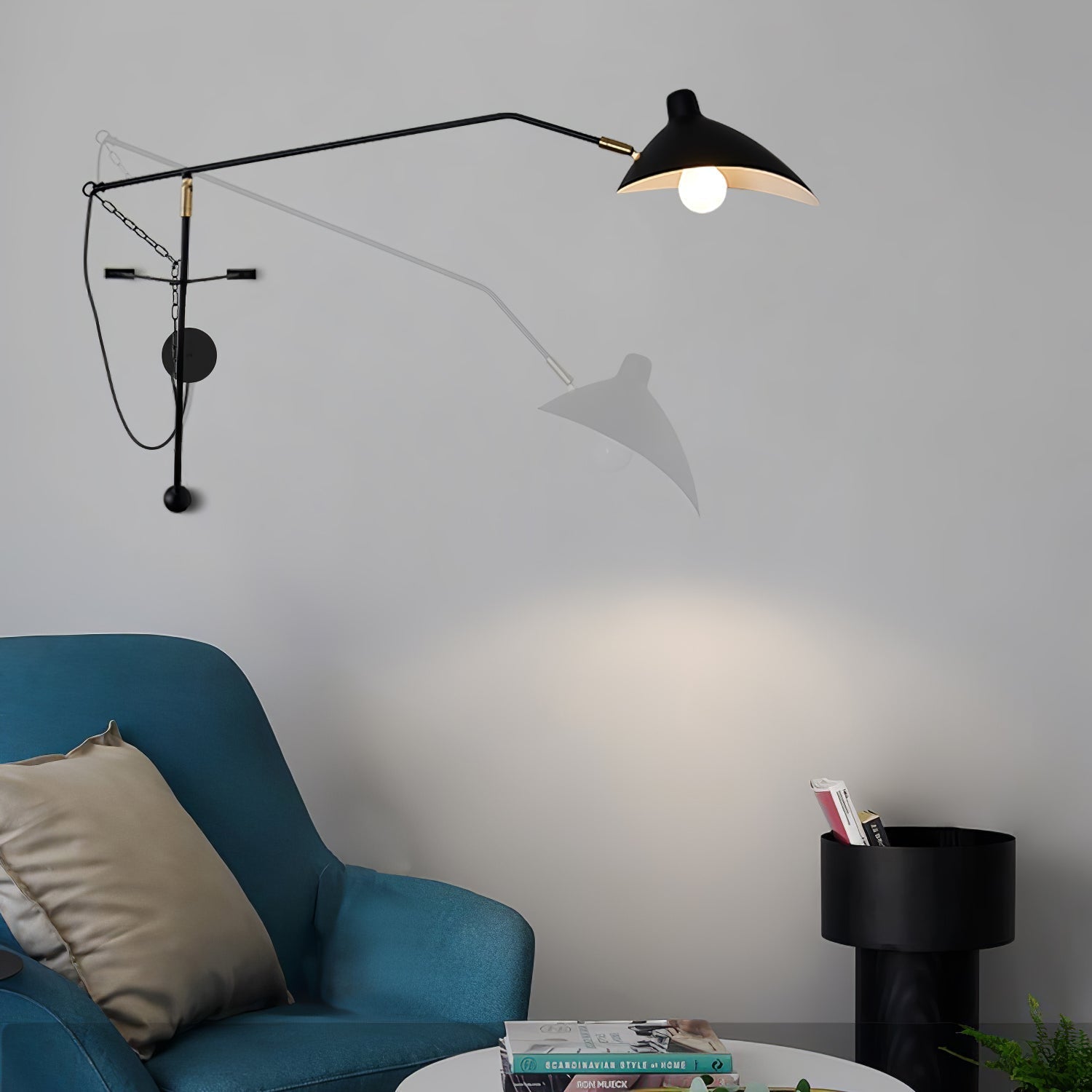 Black Industrial Mantis Arm Swing Bracket Wall Lamp Adjustable Iron Helical Sconce Lighting