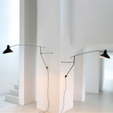 Black Industrial Mantis Arm Swing Bracket Wall Lamp Adjustable Iron Helical Sconce Lighting