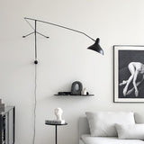 Black Industrial Mantis Arm Swing Bracket Wall Lamp Adjustable Iron Helical Sconce Lighting