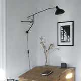 Black Industrial Mantis Arm Swing Bracket Wall Lamp Adjustable Iron Helical Sconce Lighting
