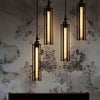 Black Iron Flute Retro Industrial Style Hanging Light Fixture with Tungsten Filament Bulb