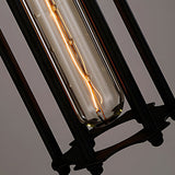 Black Iron Flute Retro Industrial Style Hanging Light Fixture with Tungsten Filament Bulb
