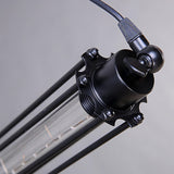 Black Iron Flute Retro Industrial Style Hanging Light Fixture with Tungsten Filament Bulb