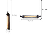 Black Iron Flute Retro Industrial Style Hanging Light Fixture with Tungsten Filament Bulb