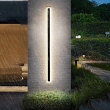 Black Linear LED Outdoor Wall Sconce Waterproof Exterior Lighting for Porch and Garden