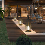 Black Metal Caged LED Outdoor Floor Lamp IP54 Waterproof Courtyard Path Light