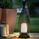 Black Metal Caged LED Outdoor Floor Lamp IP54 Waterproof Courtyard Path Light
