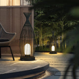 Black Metal Caged LED Outdoor Floor Lamp IP54 Waterproof Courtyard Path Light
