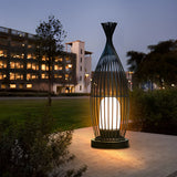 Black Metal Caged LED Outdoor Floor Lamp IP54 Waterproof Courtyard Path Light