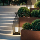 Black Metal Caged LED Outdoor Floor Lamp IP54 Waterproof Courtyard Path Light