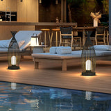 Black Metal Caged LED Outdoor Floor Lamp IP54 Waterproof Courtyard Path Light