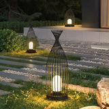Black Metal Caged LED Outdoor Floor Lamp IP54 Waterproof Courtyard Path Light