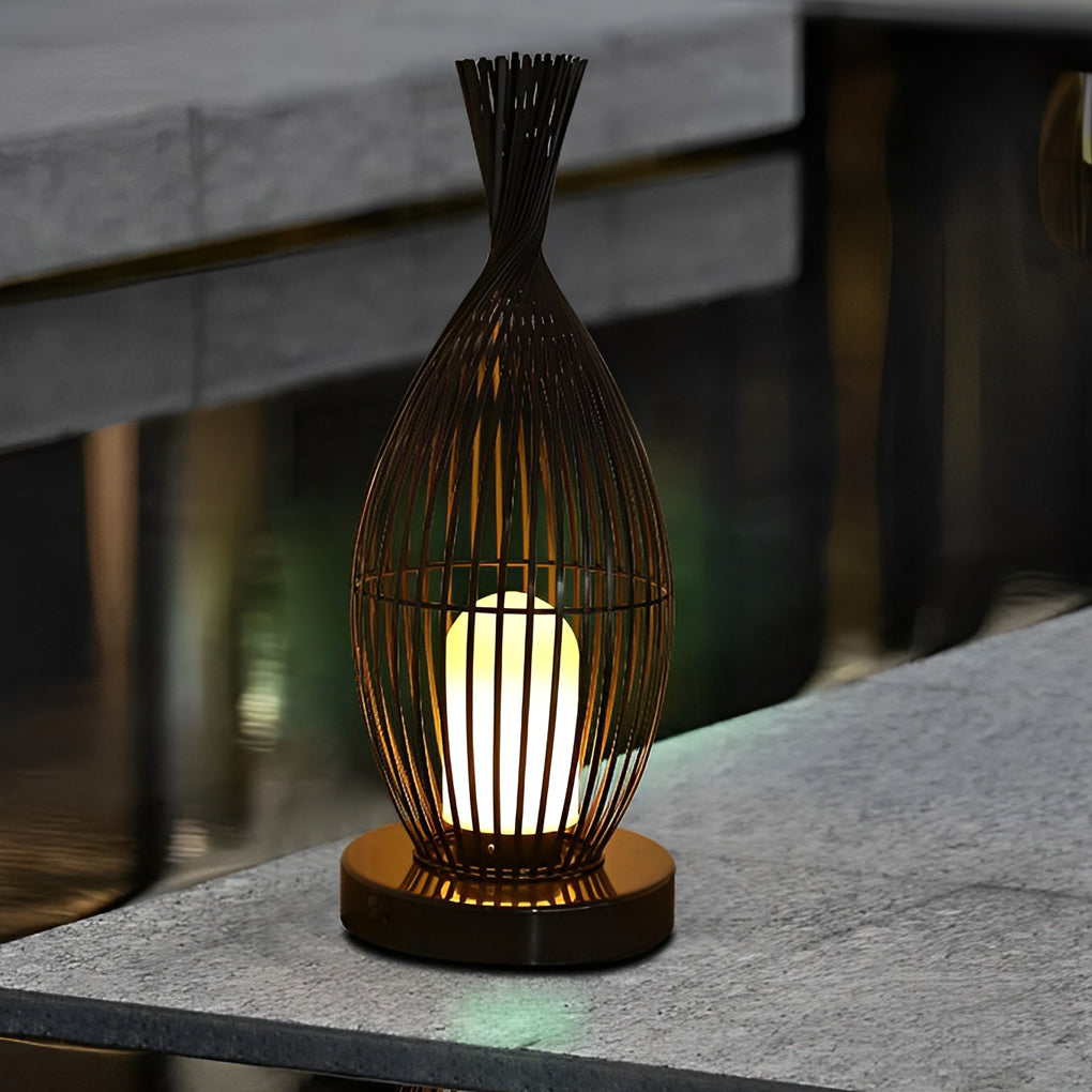 Black Metal Caged LED Outdoor Floor Lamp IP54 Waterproof Courtyard Path Light