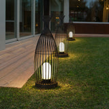 Black Metal Caged LED Outdoor Floor Lamp IP54 Waterproof Courtyard Path Light