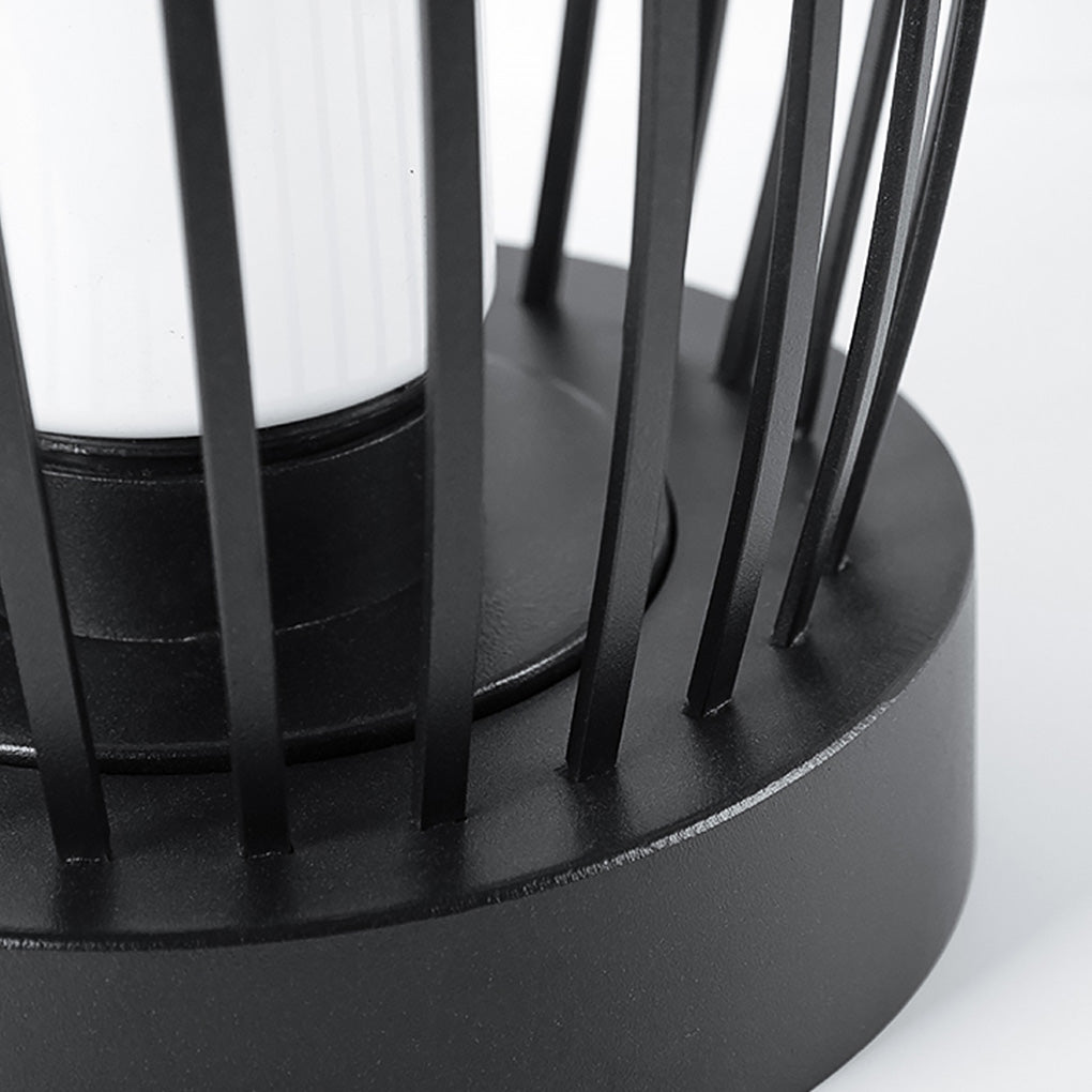 Black Metal Caged LED Outdoor Floor Lamp IP54 Waterproof Courtyard Path Light
