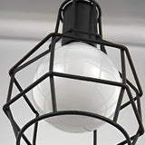 Black Metal Lantern Cage Chandelier Retro Industrial Pendant Light with Push Button Switch and US Plug
