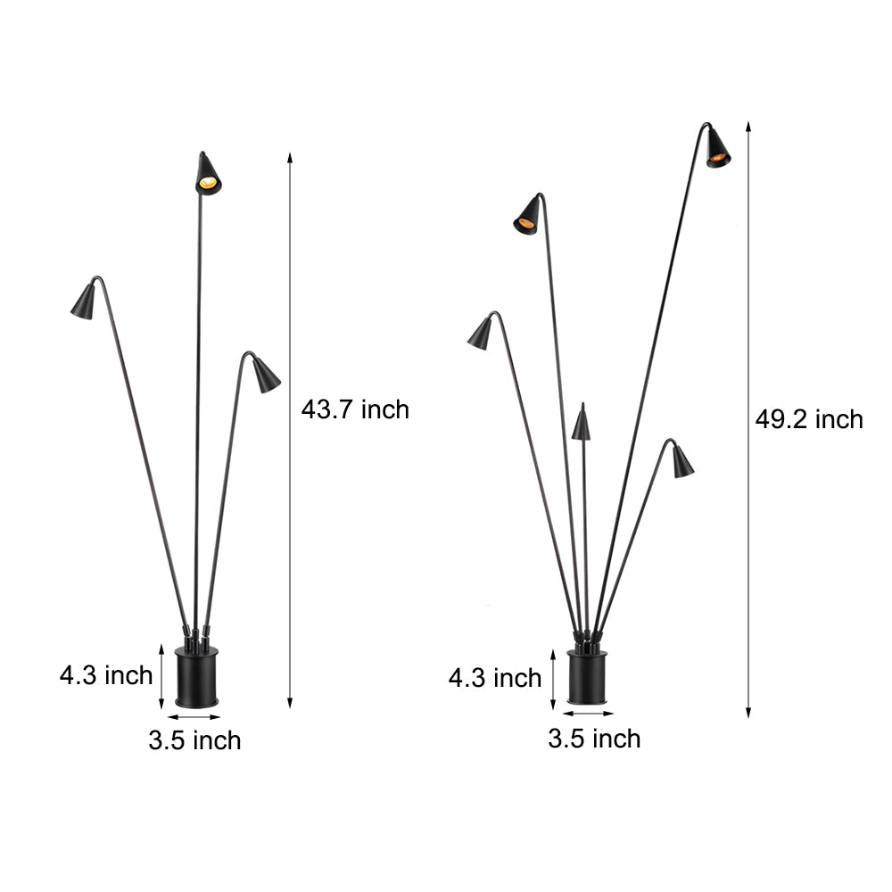 Black Multi Head Industrial LED Floor Lamp with Rotating Arc Downlight for Indoor and Outdoor Use
