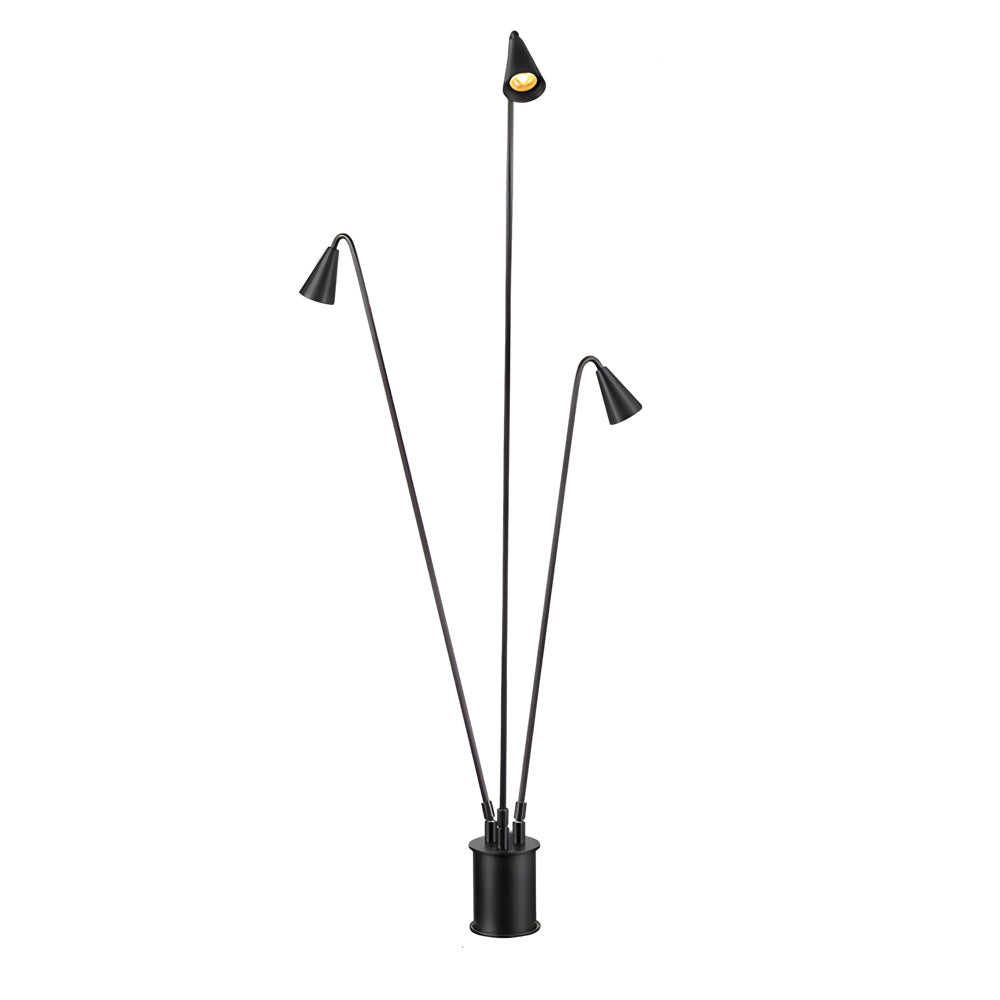 Black Multi Head Industrial LED Floor Lamp with Rotating Arc Downlight for Indoor and Outdoor Use