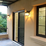 Black Outdoor Lantern Wall Sconce Waterproof Exterior Light with Glass Shade for Porch
