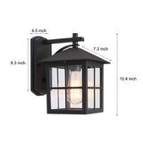 Black Outdoor Lantern Wall Sconce Waterproof Exterior Light with Glass Shade for Porch