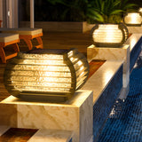 Black Outdoor Pier Mount Post Light with Lattice Design Solar and Hardwired Dual Power Path Lighting