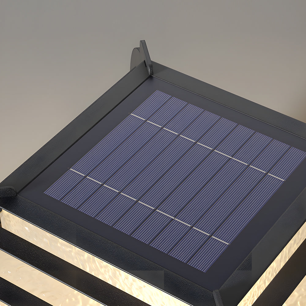 Black Outdoor Pier Mount Post Light with Lattice Design Solar and Hardwired Dual Power Path Lighting