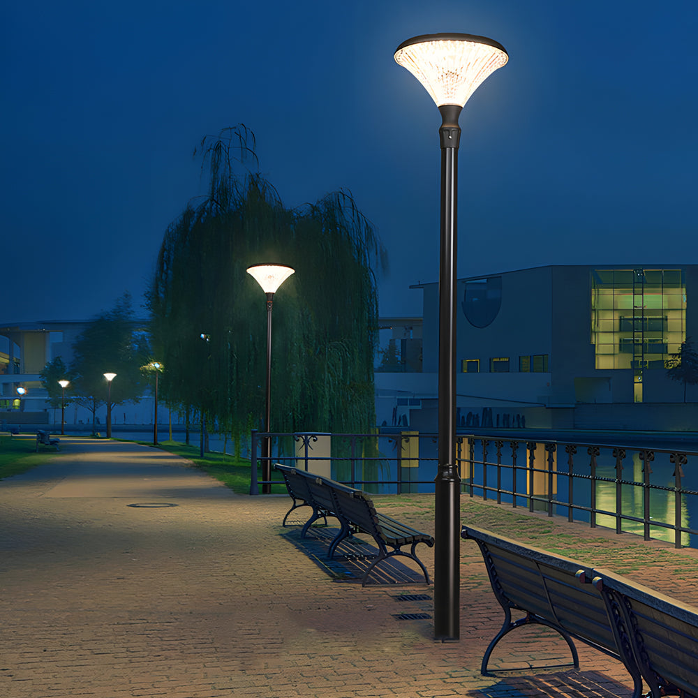 Black Outdoor Solar Powered LED Post Light Waterproof Garden Street Lamp with Pole Option