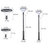 Black Outdoor Solar Powered LED Post Light Waterproof Garden Street Lamp with Pole Option