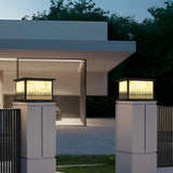 Black Retro Solar Fence Post Lights Waterproof Outdoor IP65 Pillar Lantern with 3 Color Dimming