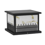 Black Retro Solar Fence Post Lights Waterproof Outdoor IP65 Pillar Lantern with 3 Color Dimming