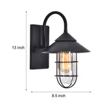Black Round Iron and Glass Outdoor Wall Light Waterproof Motion Sensor Sconce for Garden and Porch