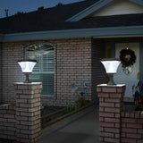 Black Solar Powered LED Square Post Light Waterproof Retro Lantern for Garden Fence and Gate