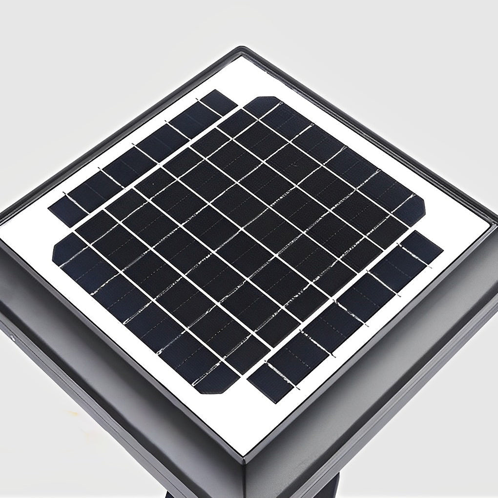 Black Solar Powered LED Square Post Light Waterproof Retro Lantern for Garden Fence and Gate
