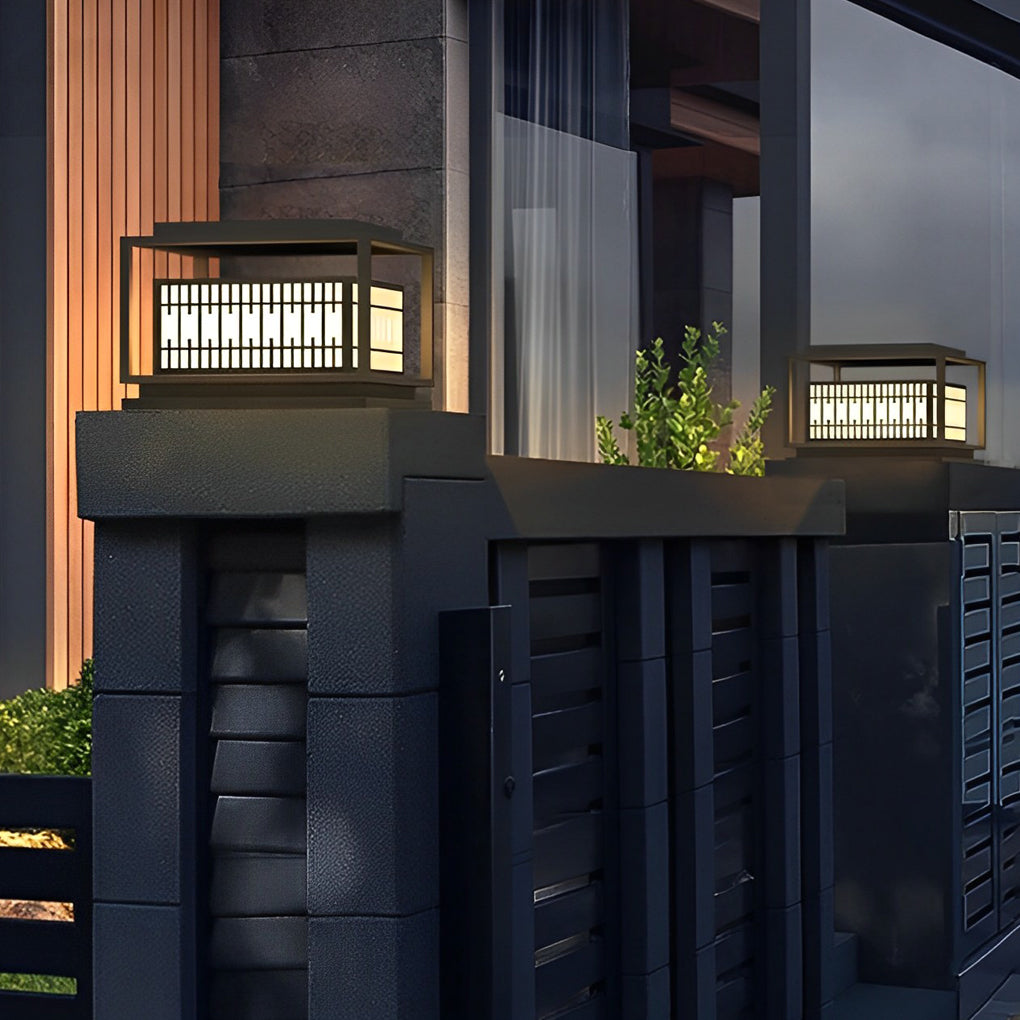 Black Square LED Outdoor Post Light Waterproof Exterior Garden Pillar Lantern for Villa Yard