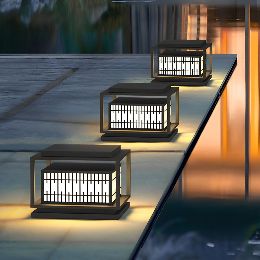 Black Square LED Outdoor Post Light Waterproof Exterior Garden Pillar Lantern for Villa Yard
