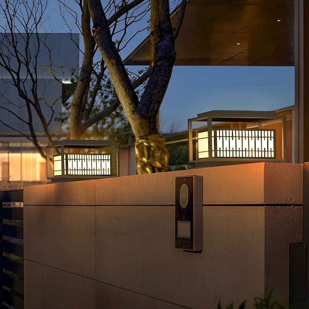 Black Square LED Outdoor Post Light Waterproof Exterior Garden Pillar Lantern for Villa Yard