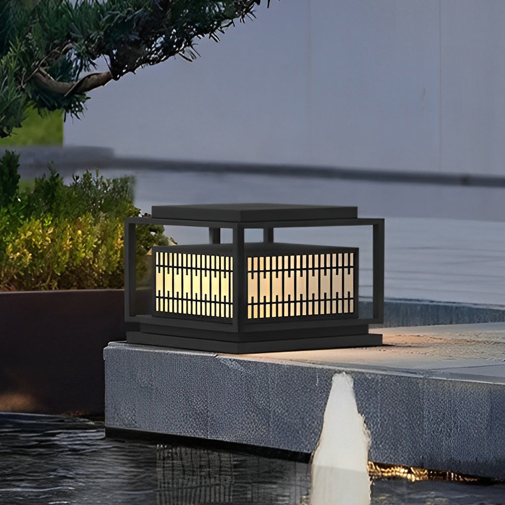 Black Square LED Outdoor Post Light Waterproof Exterior Garden Pillar Lantern for Villa Yard