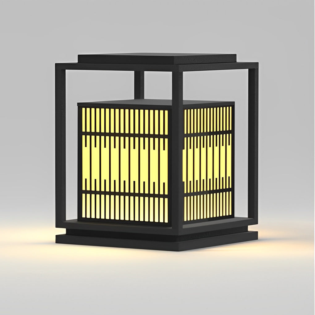 Black Square LED Outdoor Post Light Waterproof Exterior Garden Pillar Lantern for Villa Yard