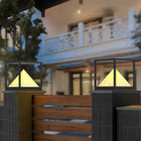 Black Square Mountain LED Solar Pillar Lights Waterproof Outdoor Post Cap Lighting