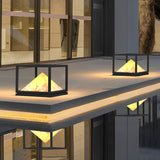 Black Square Mountain LED Solar Pillar Lights Waterproof Outdoor Post Cap Lighting