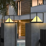 Black Square Mountain LED Solar Pillar Lights Waterproof Outdoor Post Cap Lighting