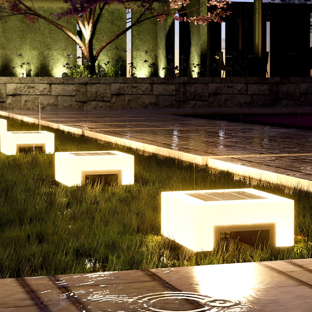 Black Square Outdoor Solar Post Lights Waterproof Modern LED Landscape Lamp for Fence and Garden