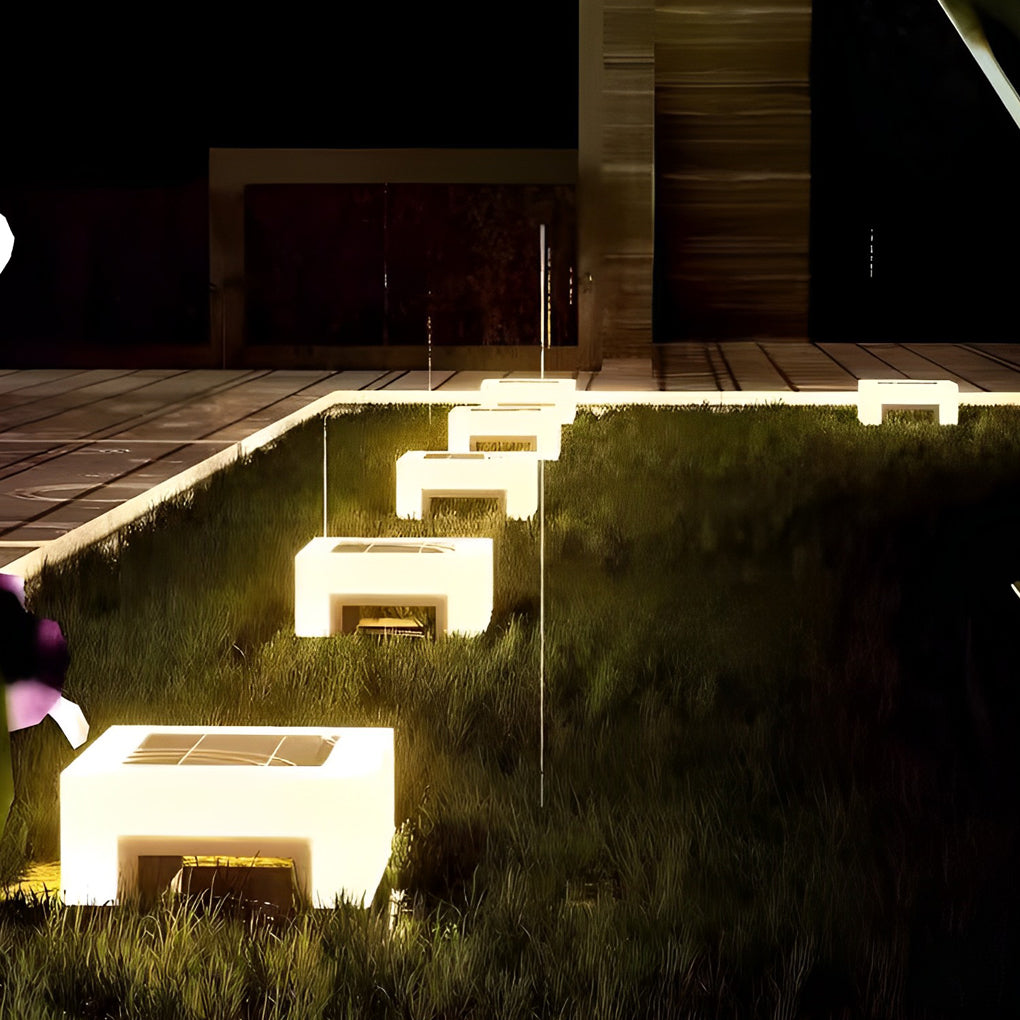 Black Square Outdoor Solar Post Lights Waterproof Modern LED Landscape Lamp for Fence and Garden