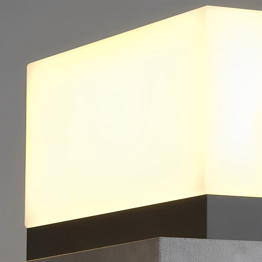 Black Square Outdoor Solar Post Lights Waterproof Modern LED Landscape Lamp for Fence and Garden