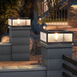 Black Square Ribbed Glass Outdoor Pier Mount Light for Pillar and Post Lighting