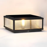 Black Square Ribbed Glass Outdoor Pier Mount Light for Pillar and Post Lighting